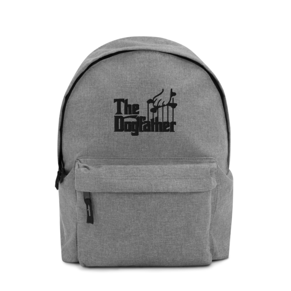 The Dogfather backpack - Grey / Black logo - Embroidered Backpack - Image 2