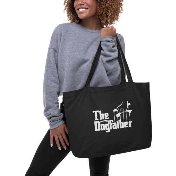 The Dogfather - Black Large organic tote bag - Image 2